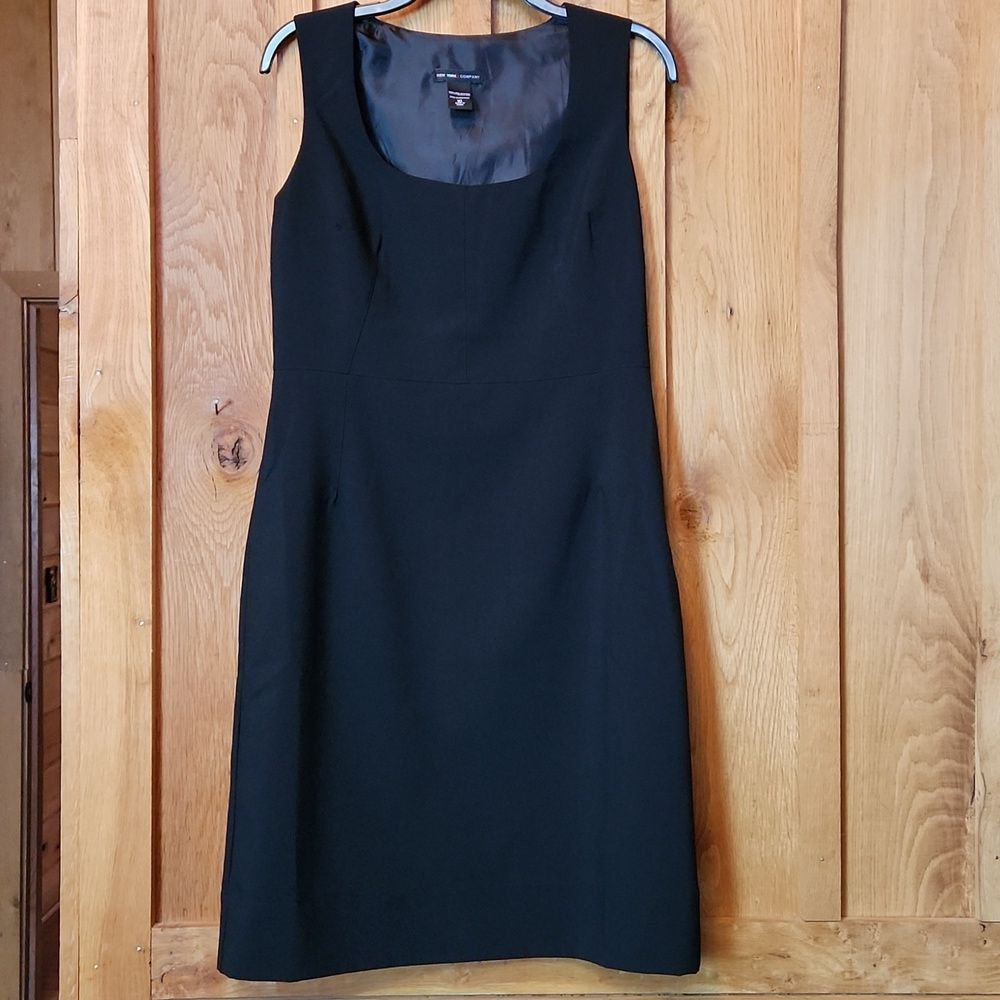 New York & Company Scoop Round Neck Sleeveless Lined Midi Dress, Size 10, Black